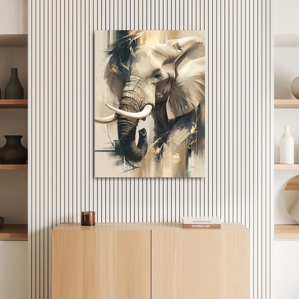 Goldener Elefant Alu Dibond Wandbild