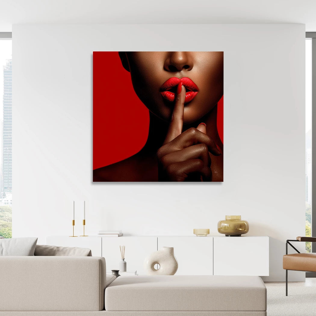 Psst in Rot Acrylglasbild
