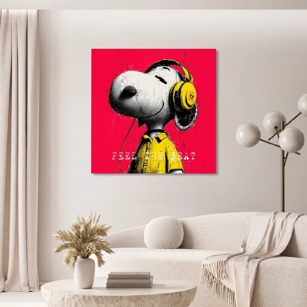 Snoopy Feel The Beat Alu Dibond Bild