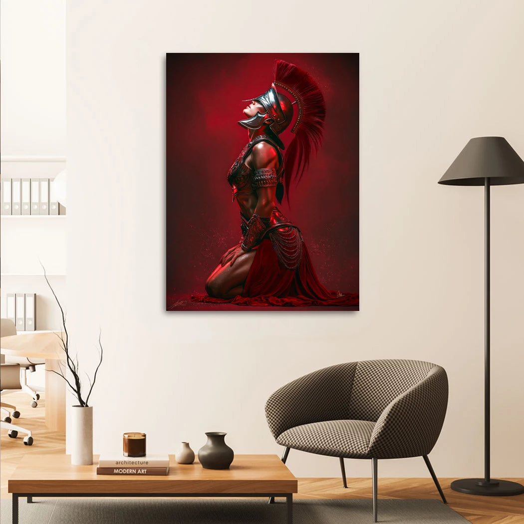 Rote Kriegerin Alu Dibond Wandbild