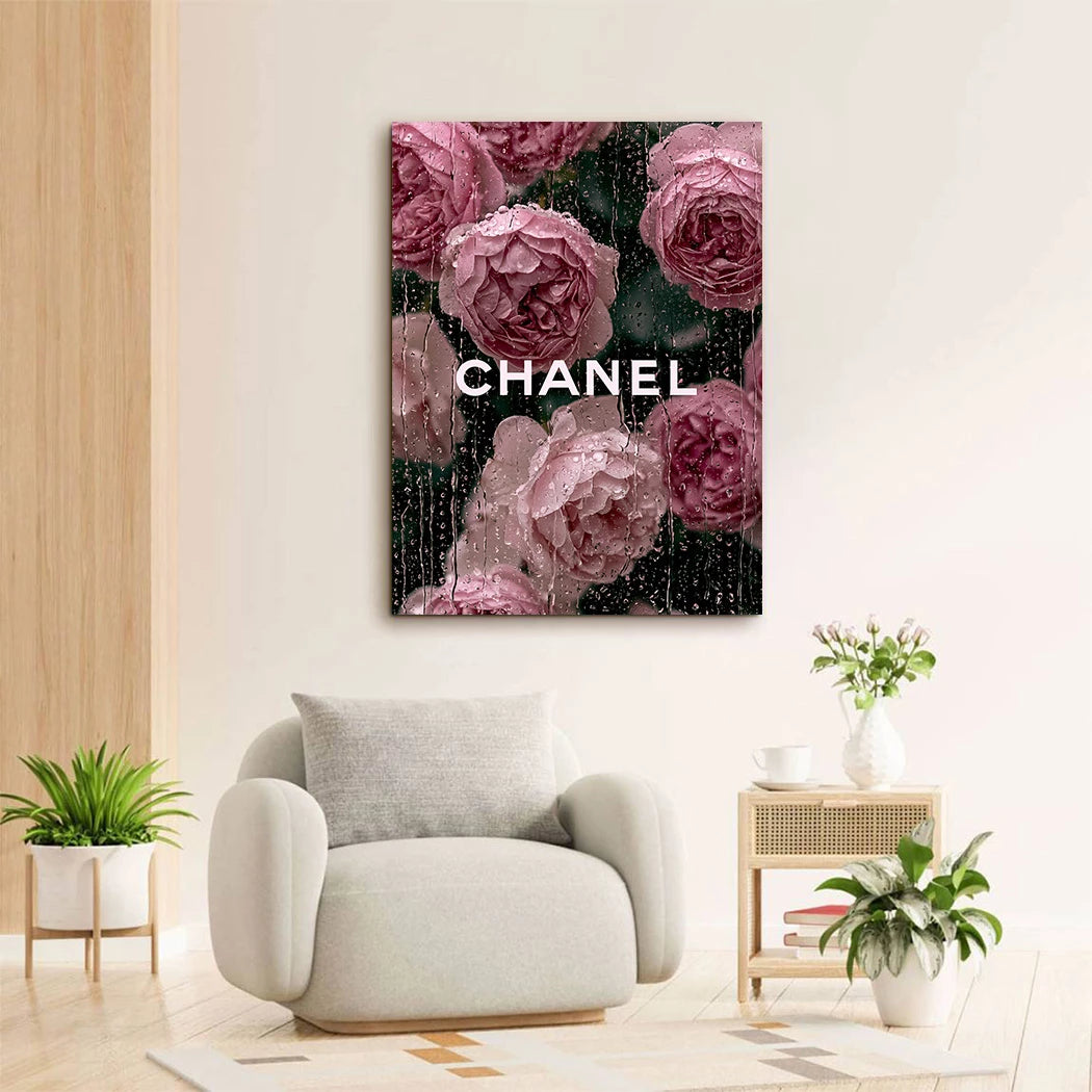 Chanel Rosenregen Acrylglasbild