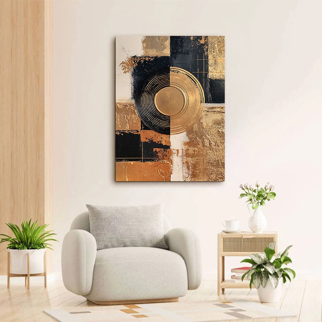 Abstraktes Goldzentrum Acrylglasbild