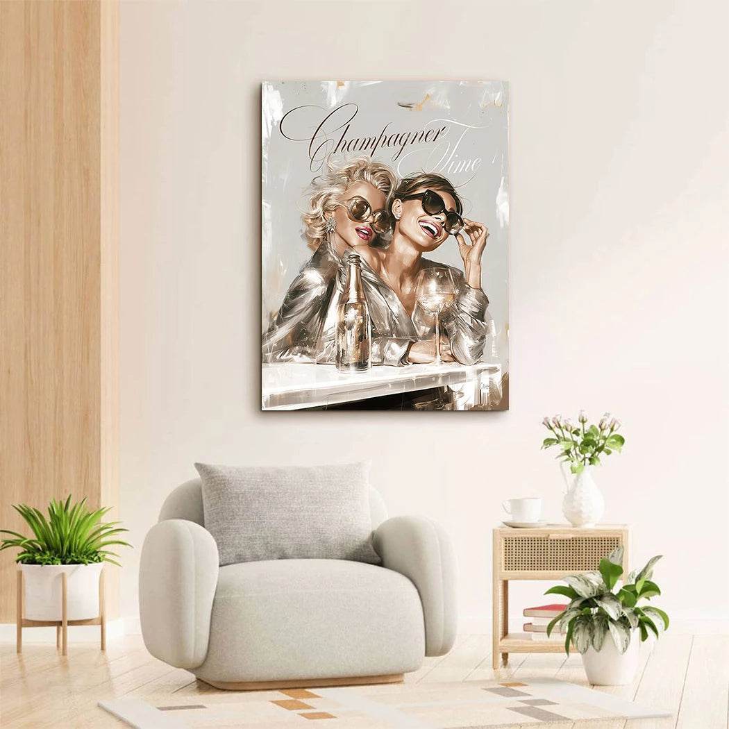 Audrey Hepburn und Marilyn Monroe Champus Acrylglasbild