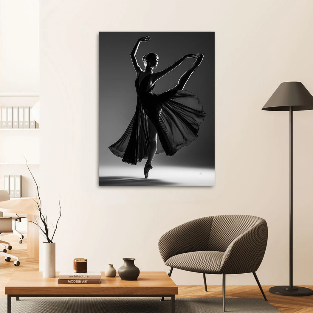 Ballerina Schattenpoesie Aluminiumbild gebürstet