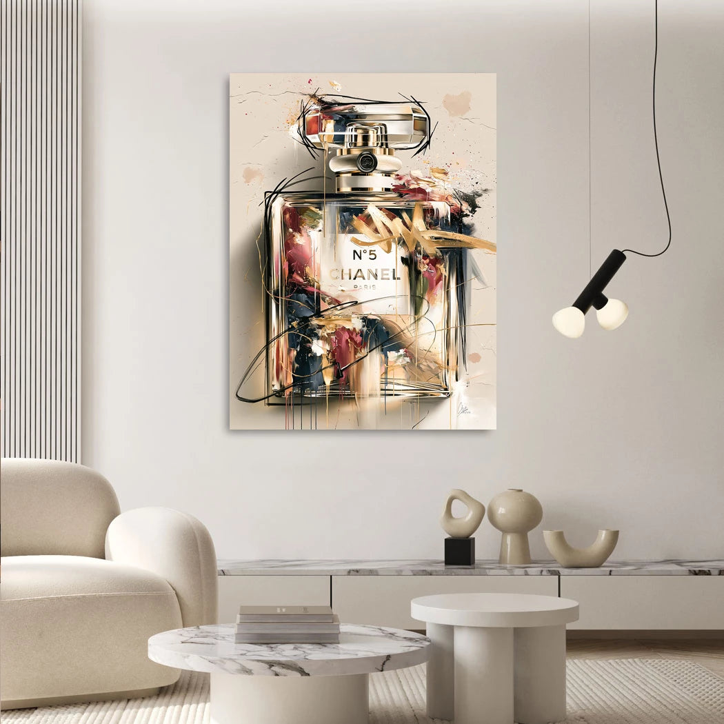 Chanel Goldflakon Alu Dibond Wandbild