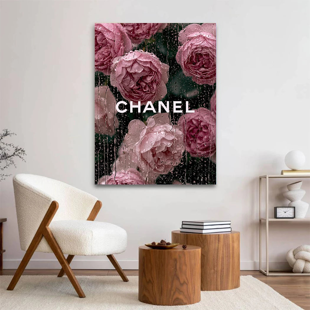 Chanel Rosenregen Acrylglasbild