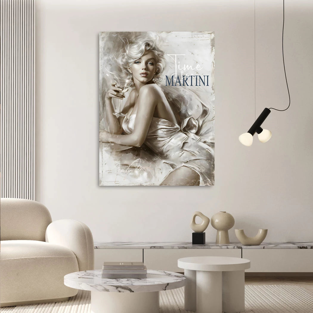Marilyn Monroe Martini Alu Dibond Wandbild