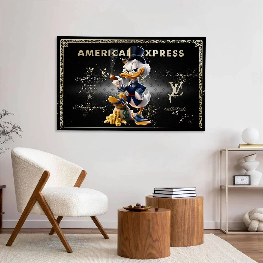 Dagobert Duck Black Amex Leinwand Bild