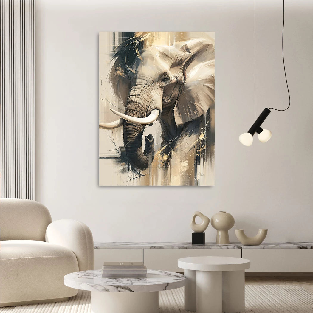 Goldener Elefant Aluminiumbild gebürstet