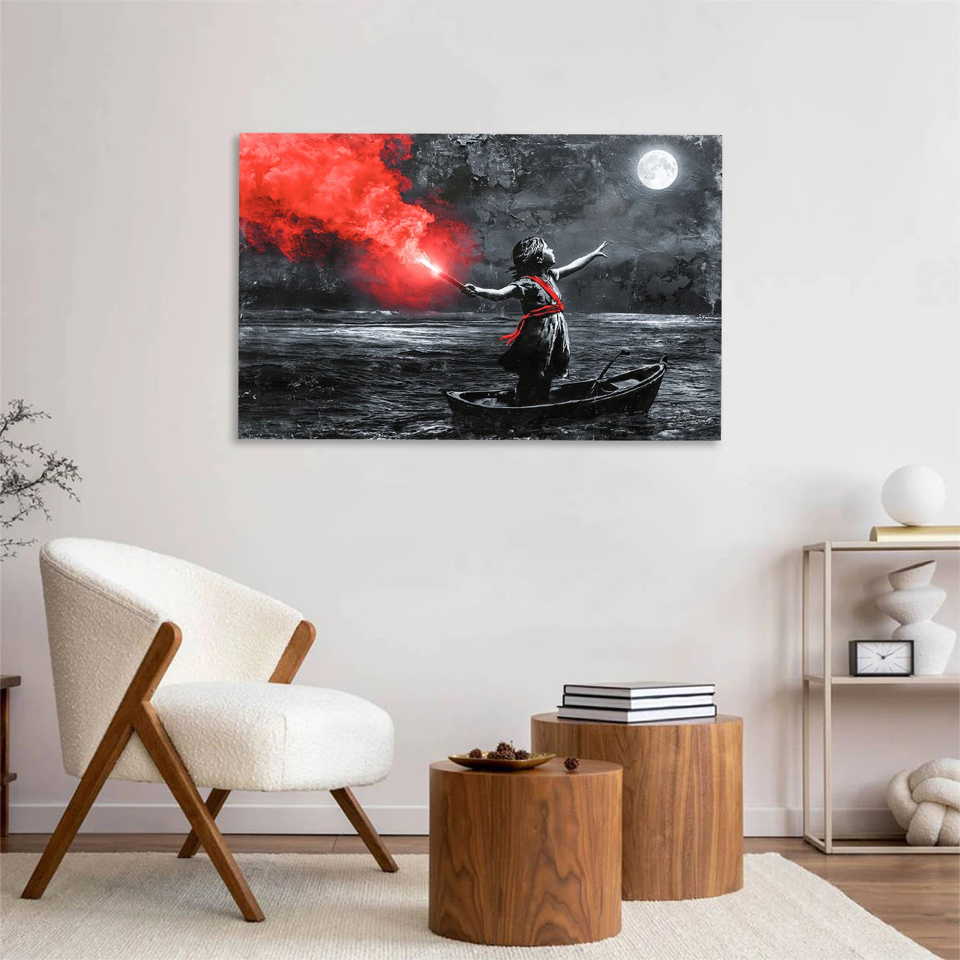 To the Moon Banksy Style Acrylglasbild