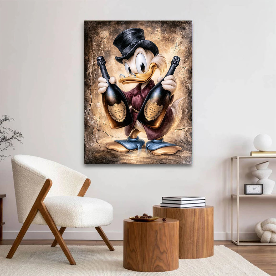 Dagobert Duck Champagner Art Acrylglasbild