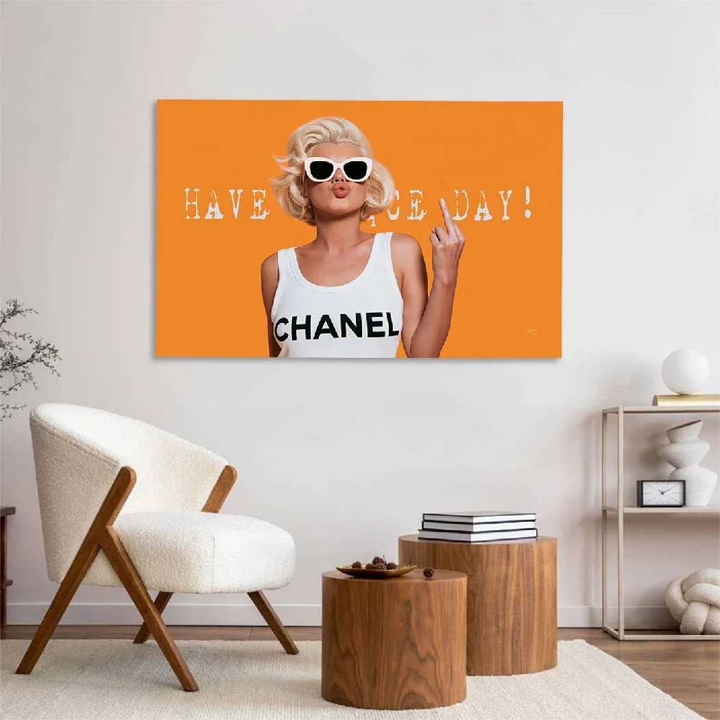 Marilyn Monroe Orange Kiss Acrylglasbild