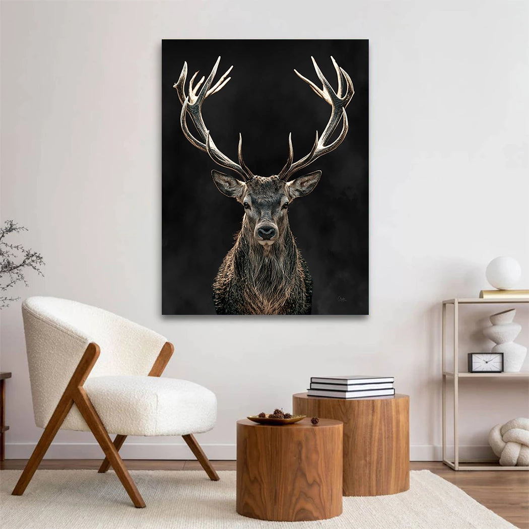 Hirsch Black Art Acrylglasbild