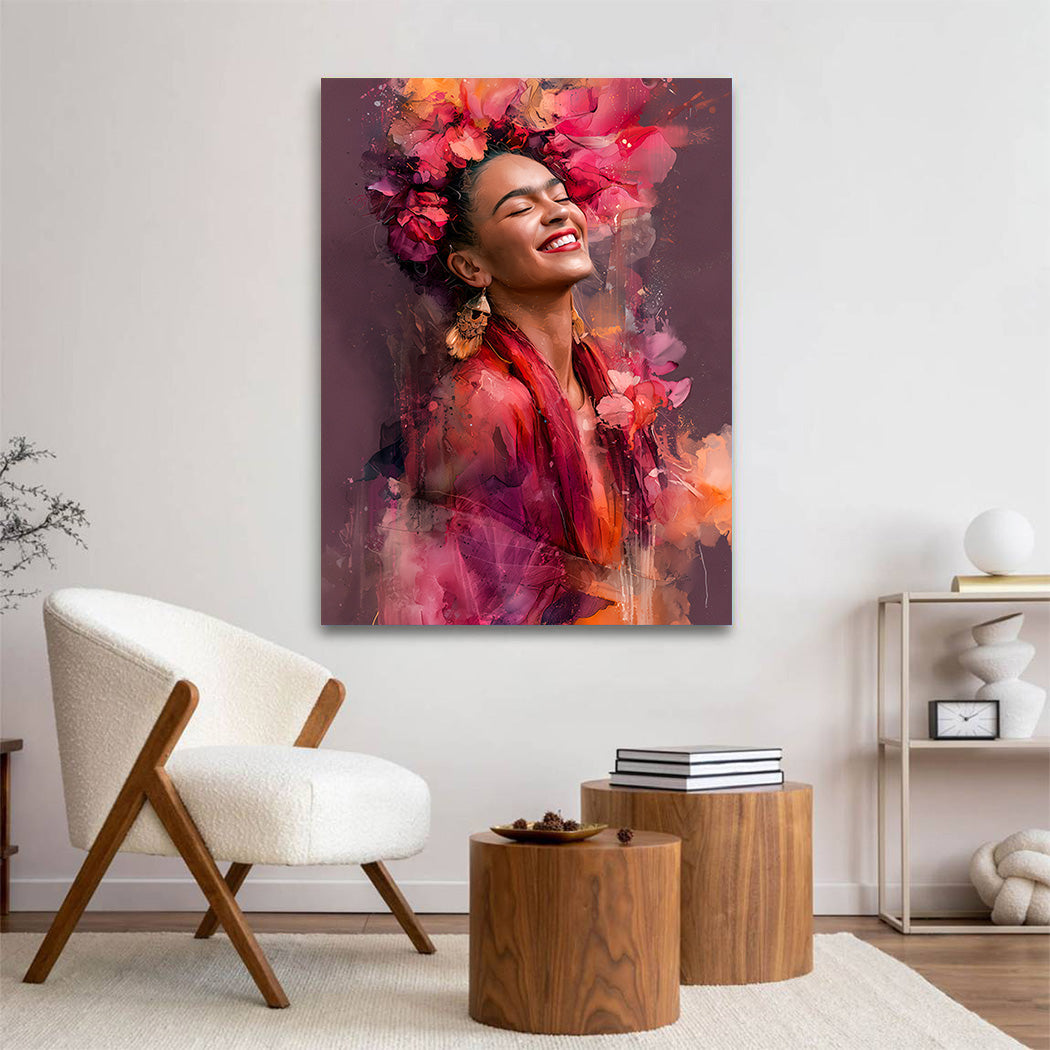 Frida Kahlo Flower Glow Acrylglasbild