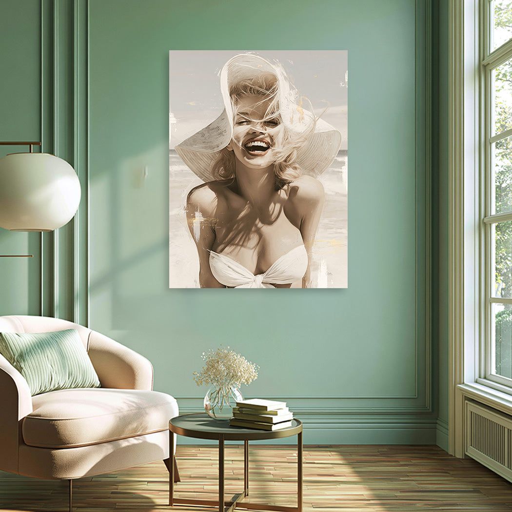 Marilyn Monroe Summer Smile Alu Dibond Wandbild
