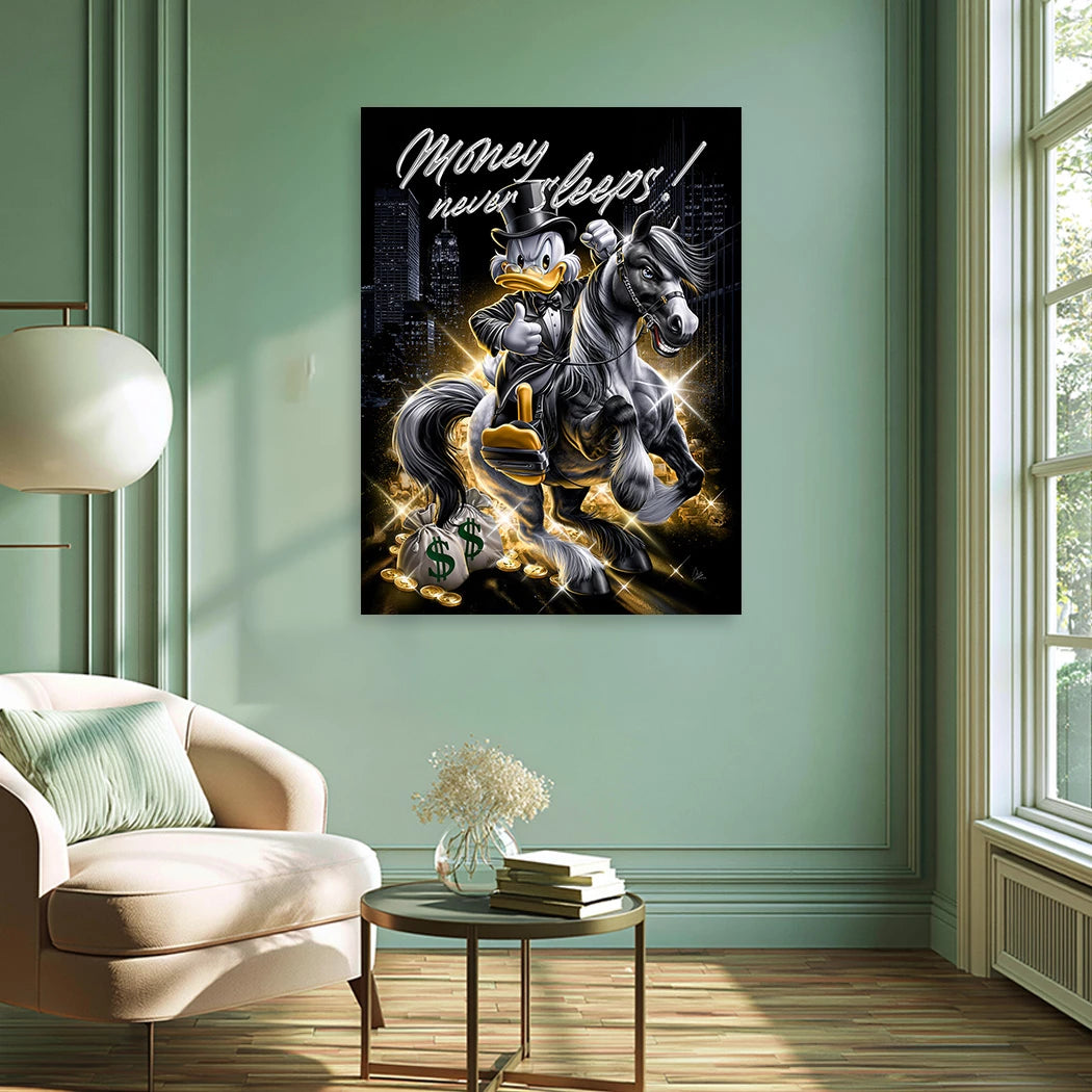 Dagobert Money Rider Alu Dibond Wandbild