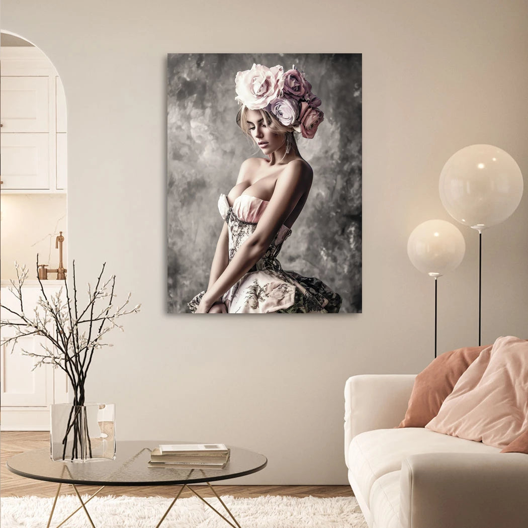 Rosen Dame Alu Dibond Wandbild