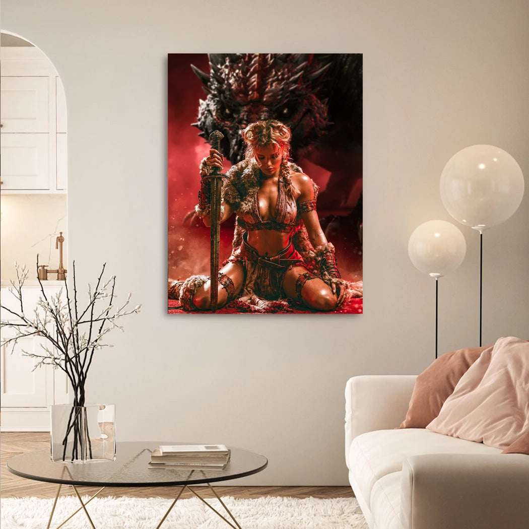 Drachenkriegerin Alu Dibond Wandbild