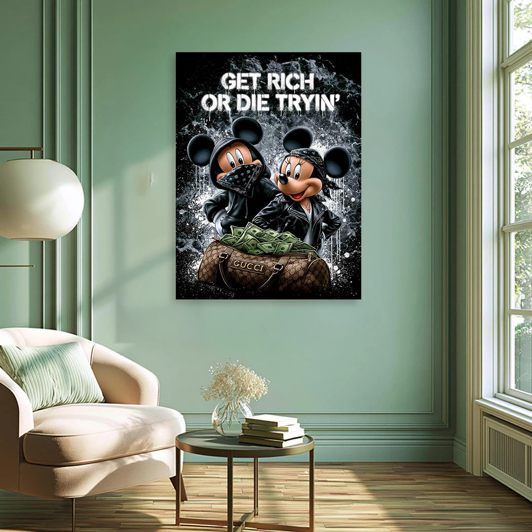Micky Minnie Hustle Alu Dibond Wandbild