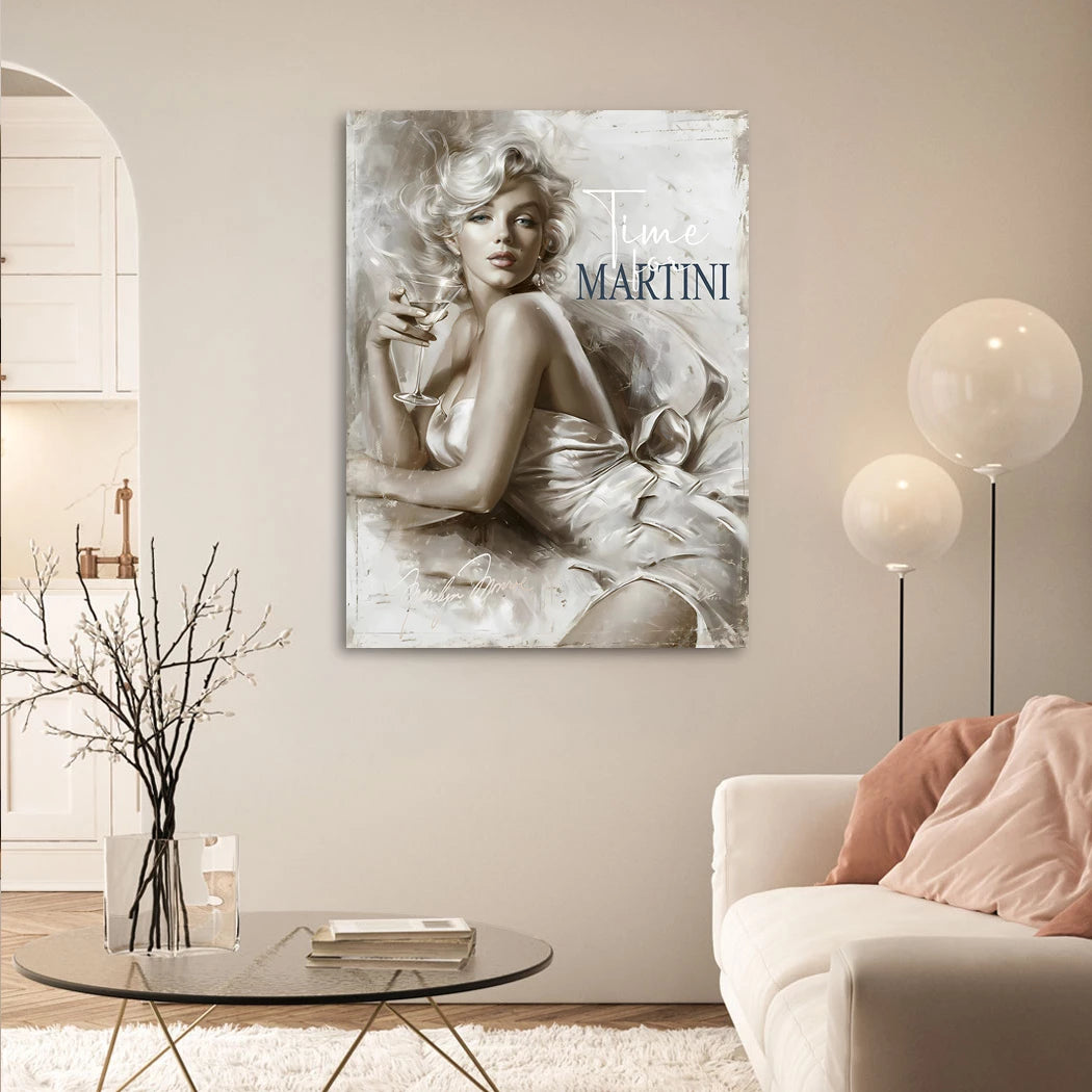 Marilyn Monroe Martini Alu Dibond Wandbild