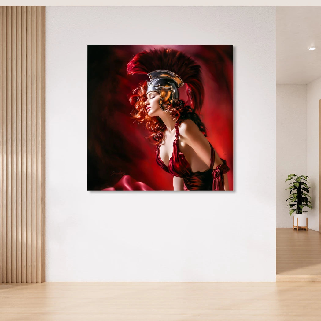 Römerin in Rot Acrylglasbild
