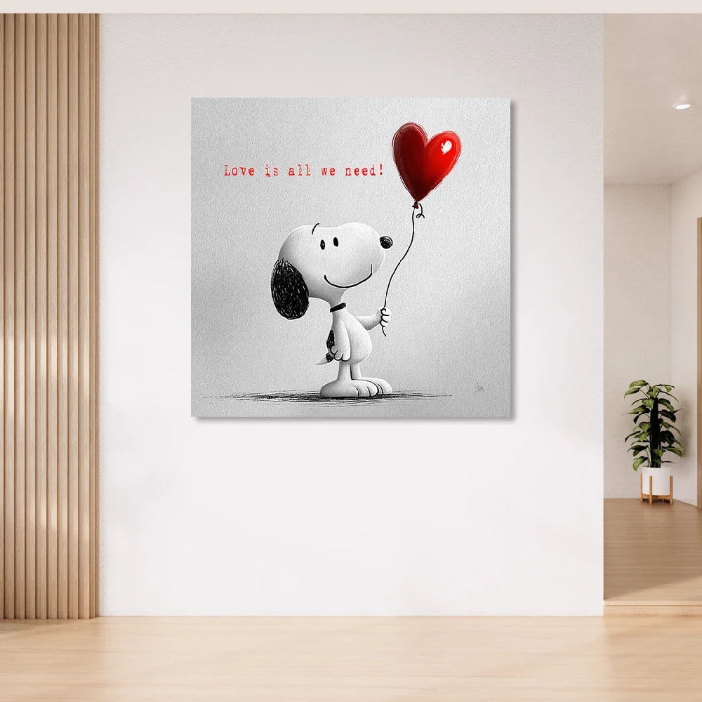 Snoopy Love Balloon Acrylglasbild