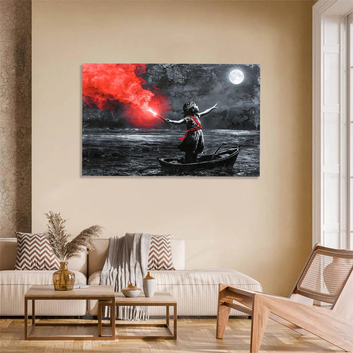 To the Moon Banksy Style AluDibond Wandbild