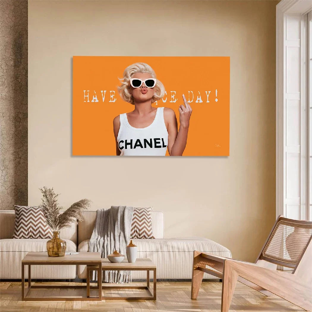 Marilyn Monroe Orange Kiss AluDibond Wandbild