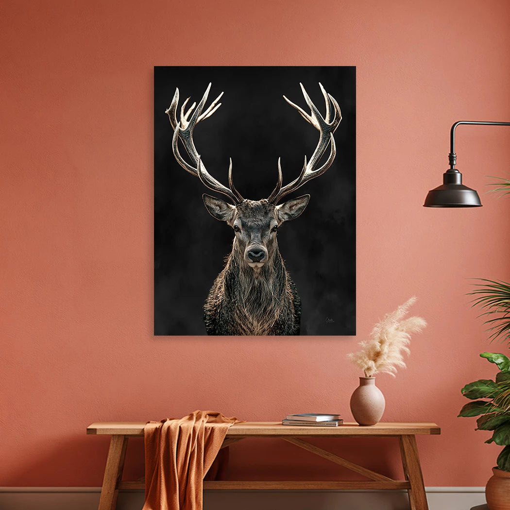 Hirsch Black Art Alu Dibond Wandbild