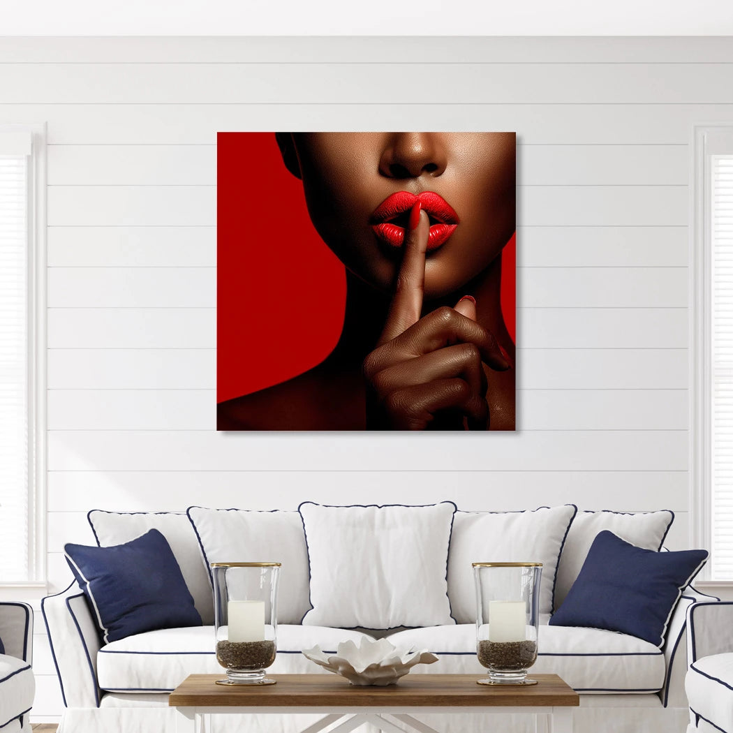 Psst in Rot Alu Dibond Wandbild