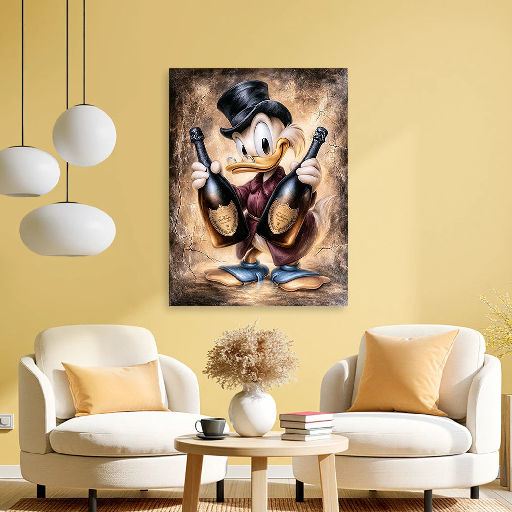Dagobert Duck Champagner Art Leinwand Bild