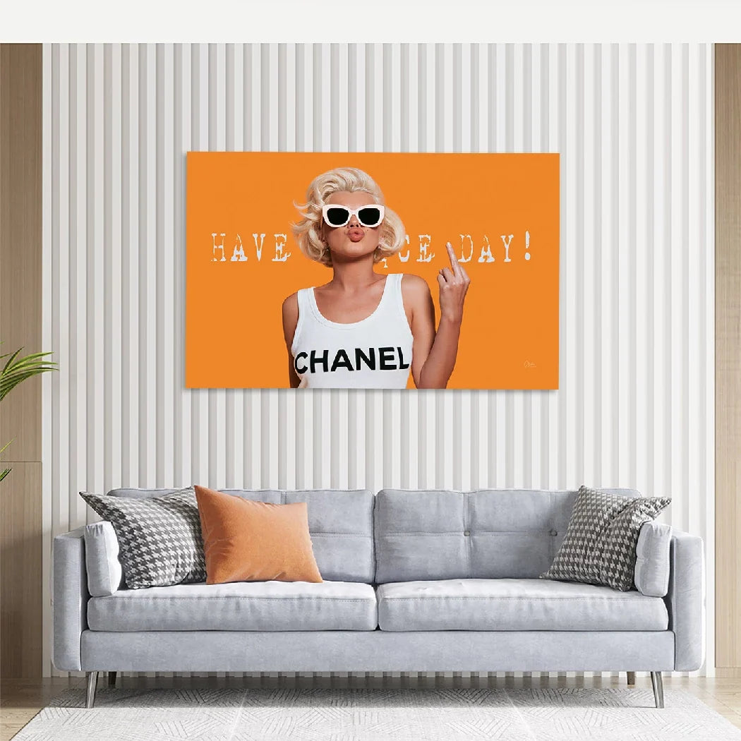Marilyn Monroe Orange Kiss AluDibond Wandbild