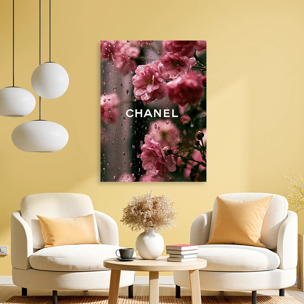 Chanel Blütenregen Alu Dibond Wandbild