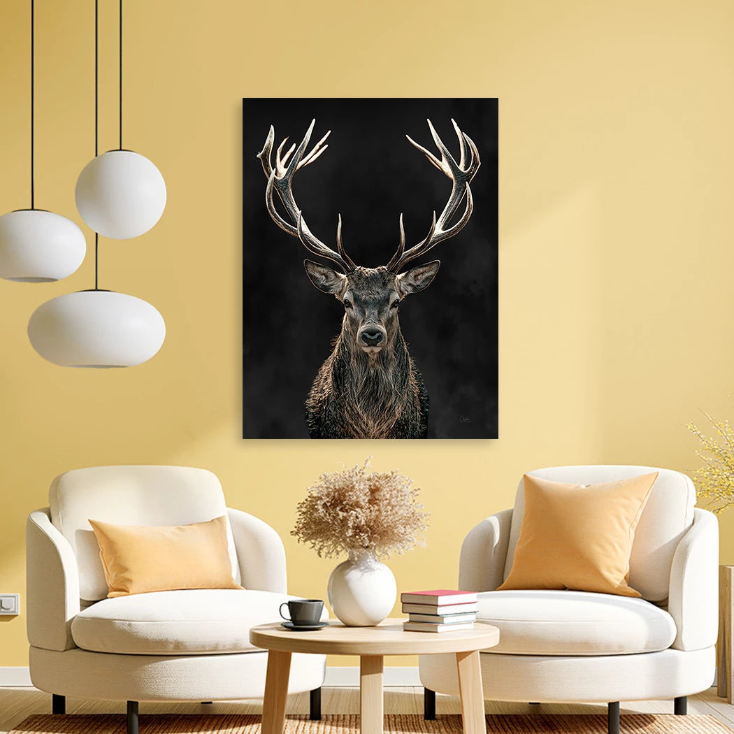 Hirsch Black Art Alu Dibond Wandbild