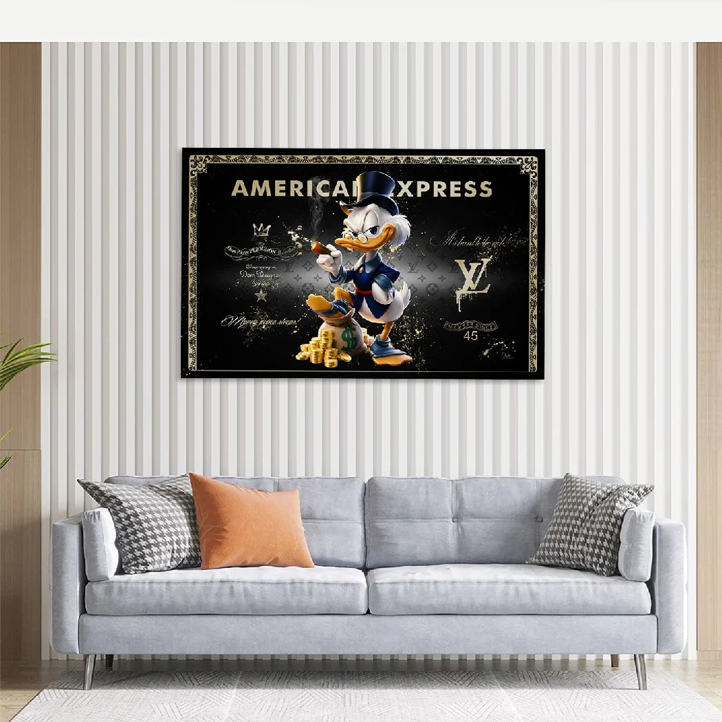 Dagobert Duck Black Amex AluDibond Wandbild