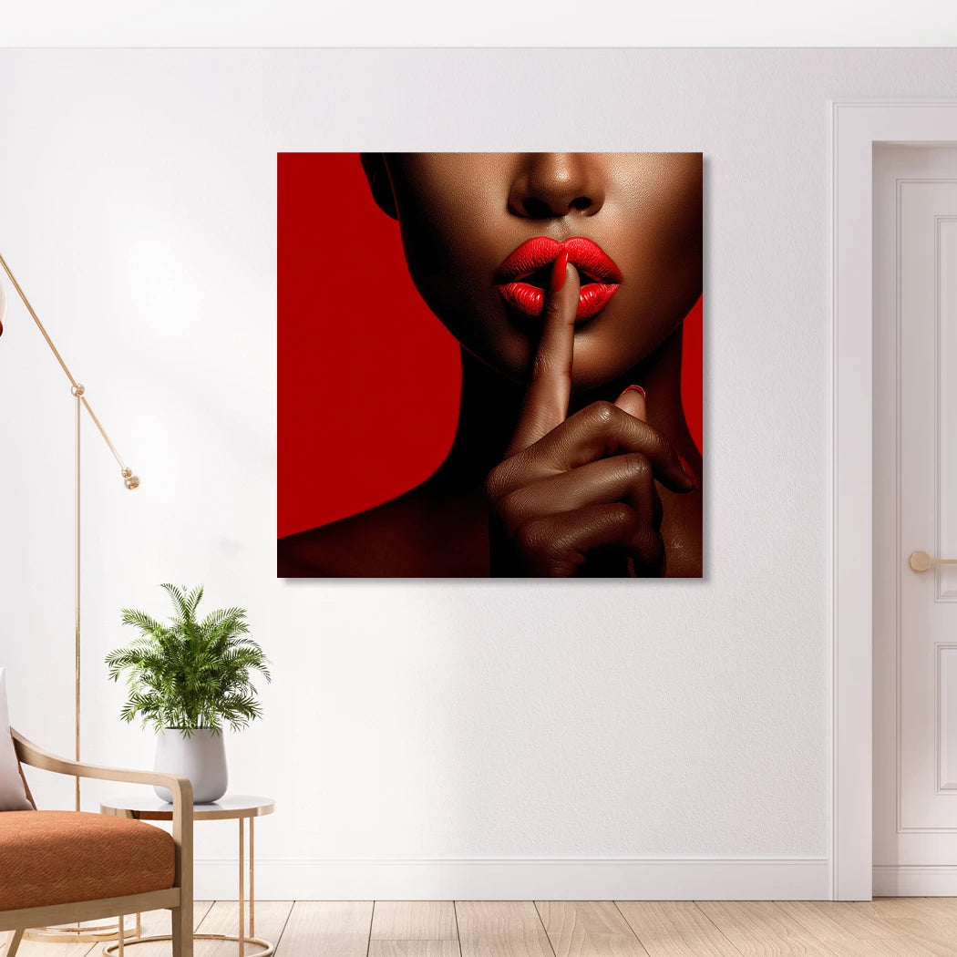 Psst in Rot Alu Dibond Wandbild