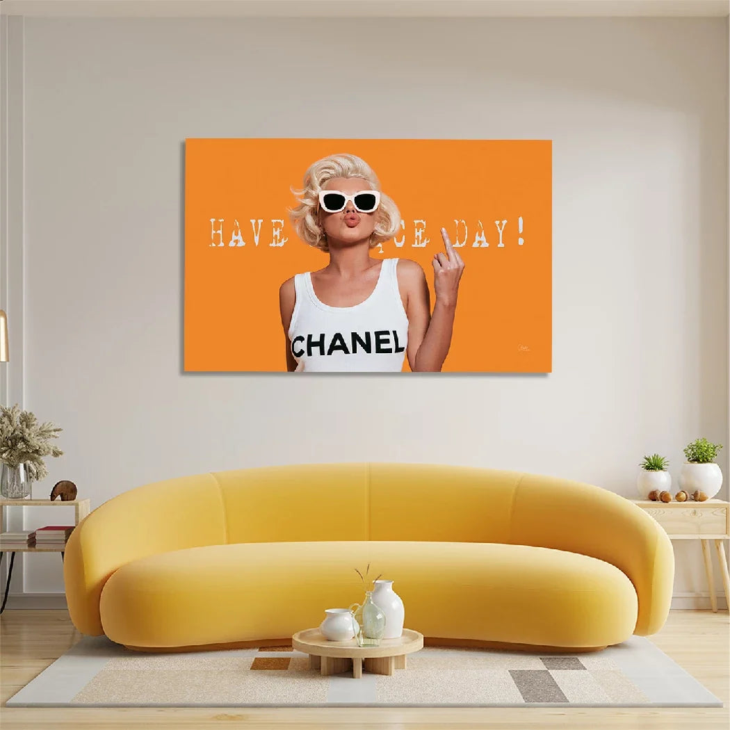 Marilyn Monroe Orange Kiss Aluminiumbild gebürstet