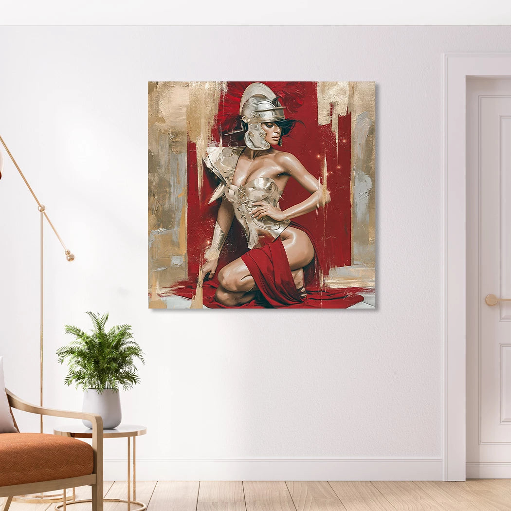Goldene Gladiatorin Alu Dibond Wandbild