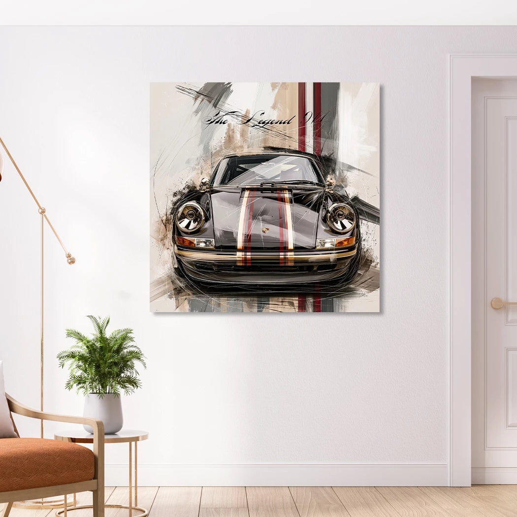 Porsche 911 Black Line Alu Dibond Wandbild