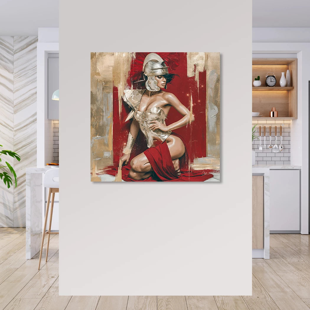 Goldene Gladiatorin Alu Dibond Wandbild