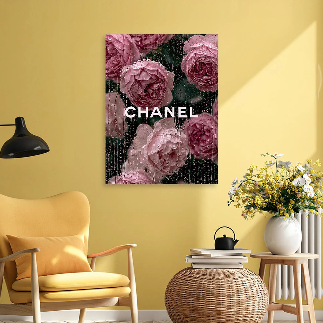 Chanel Rosenregen Aluminiumbild gebürstet