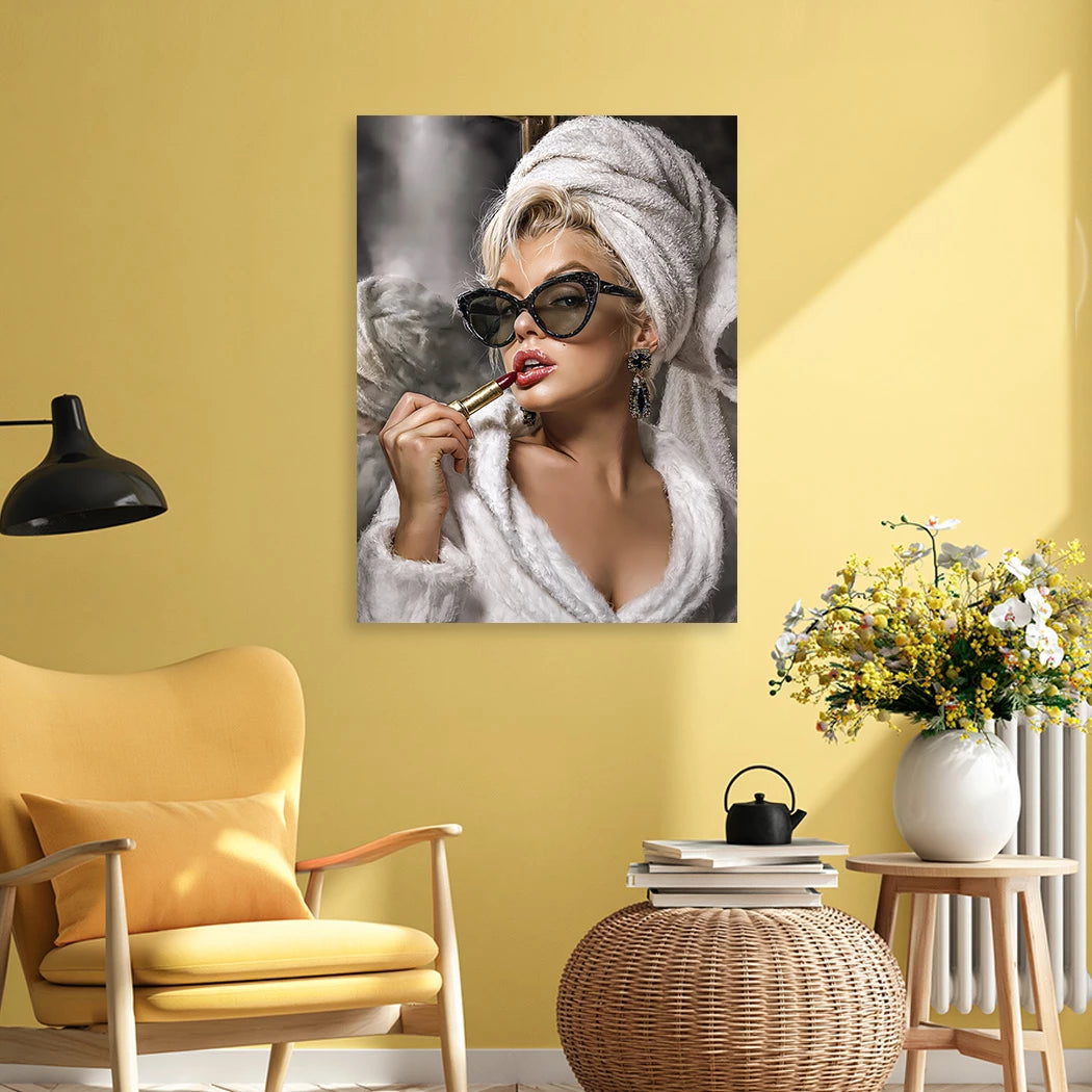 Marilyn Rouge Aluminiumbild gebürstet