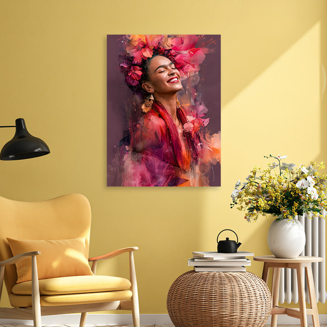 Frida Kahlo Flower Glow Aluminiumbild gebürstet