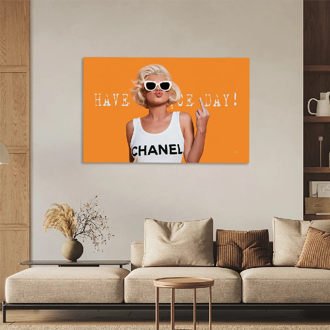 Marilyn Monroe Orange Kiss Aluminiumbild gebürstet