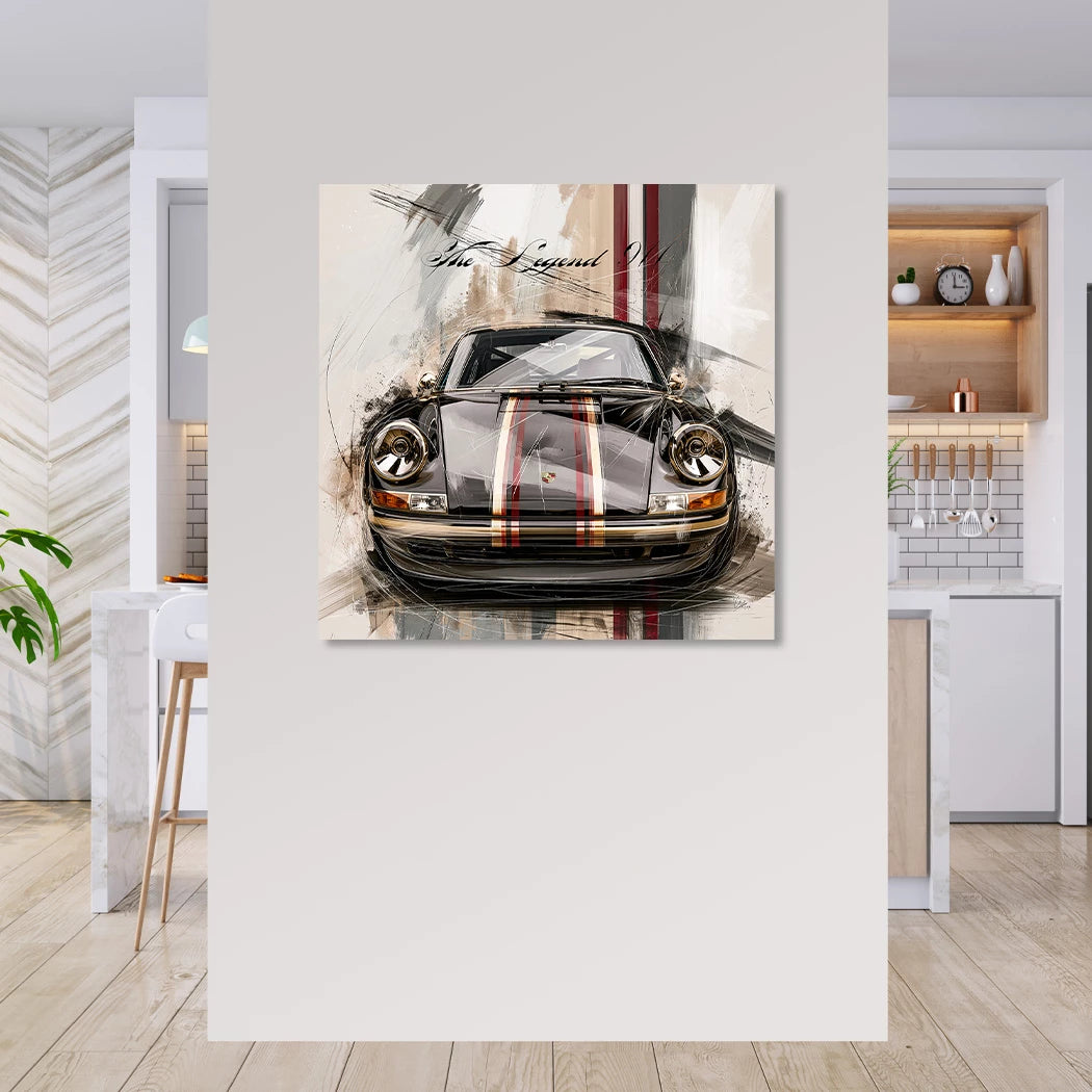 Porsche 911 Black Line Alu Dibond Wandbild