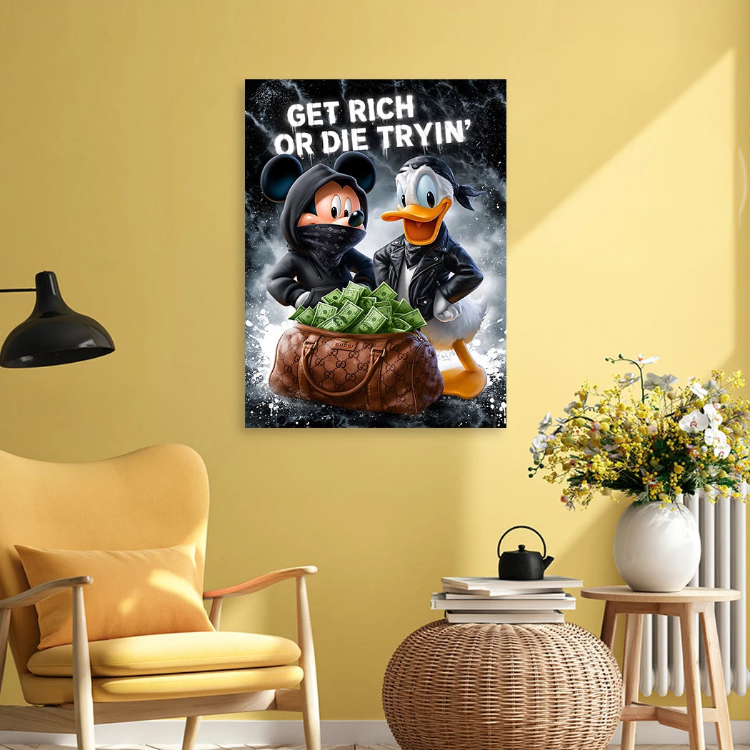 Micky Donald Gang Aluminiumbild gebürstet