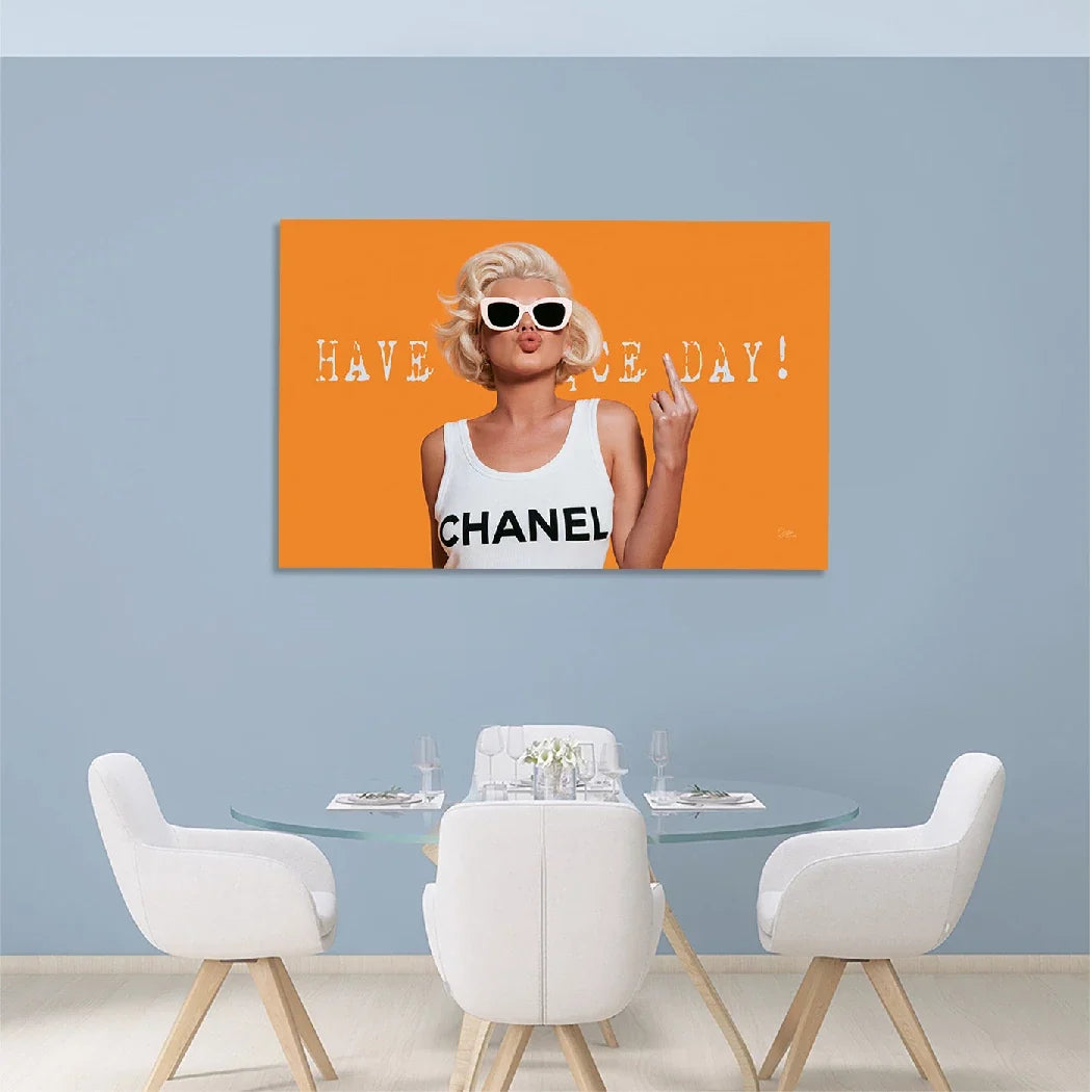 Marilyn Monroe Orange Kiss Aluminiumbild gebürstet