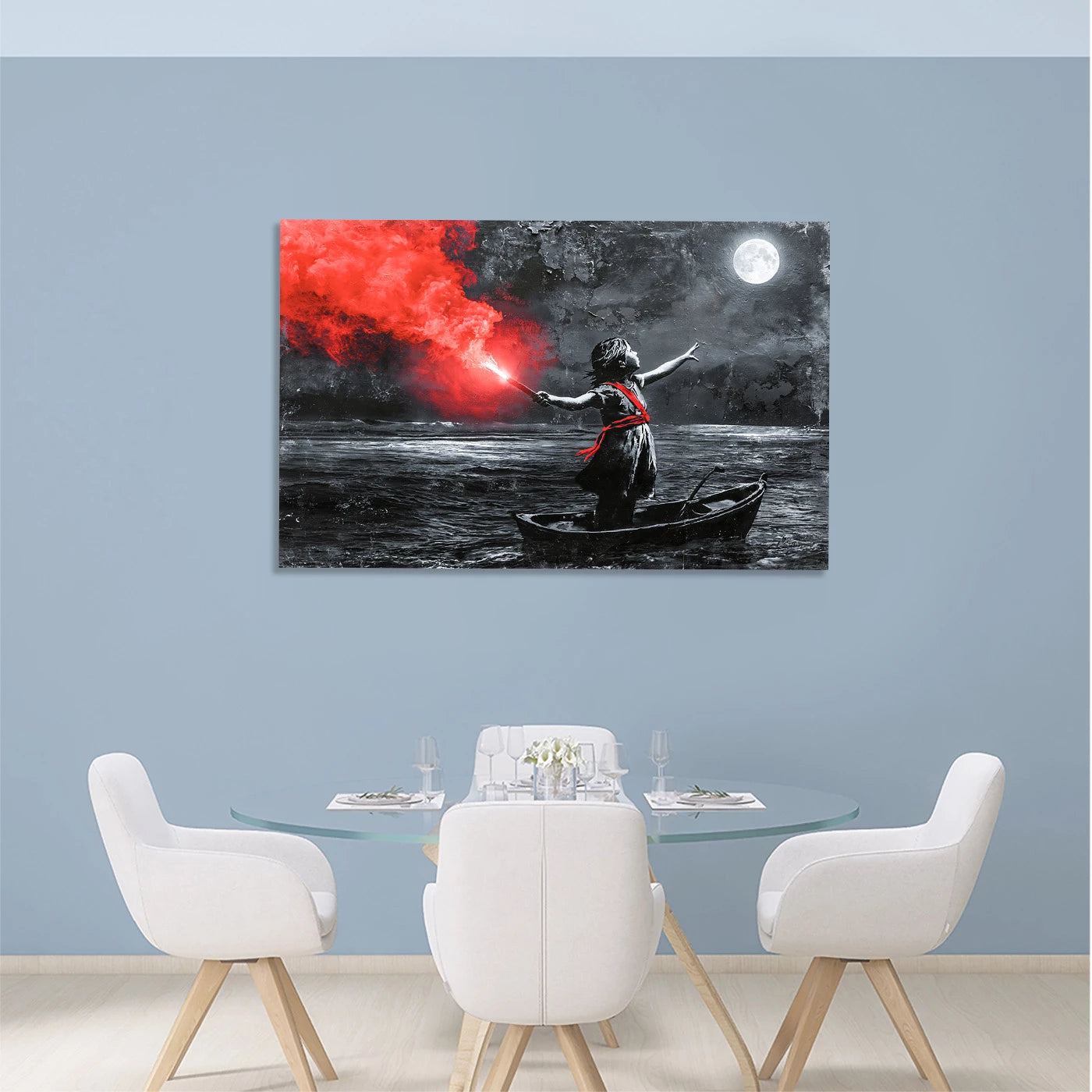 To the Moon Banksy Style Aluminiumbild gebürstet