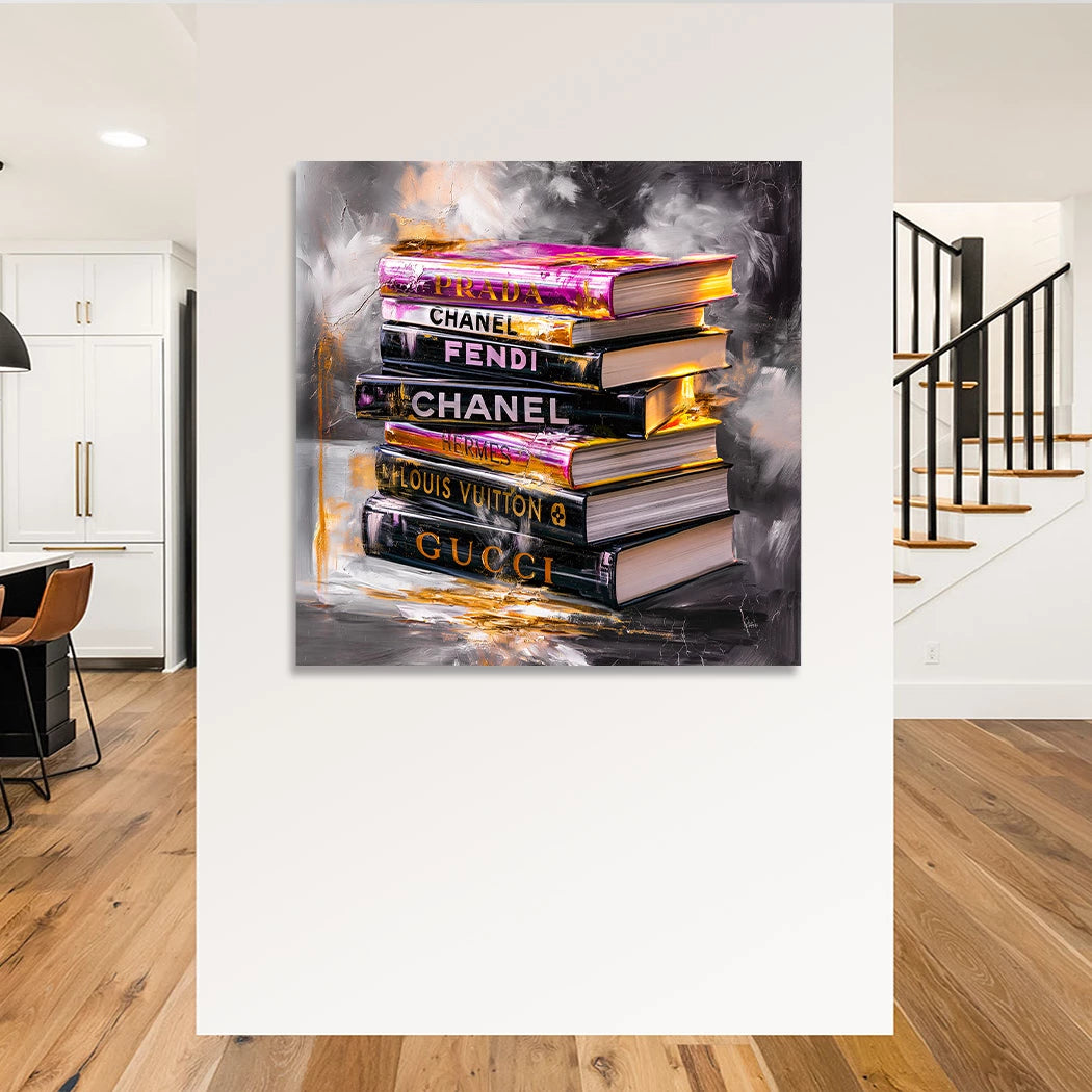 Fashion Bücher Aluminiumbild gebürstet