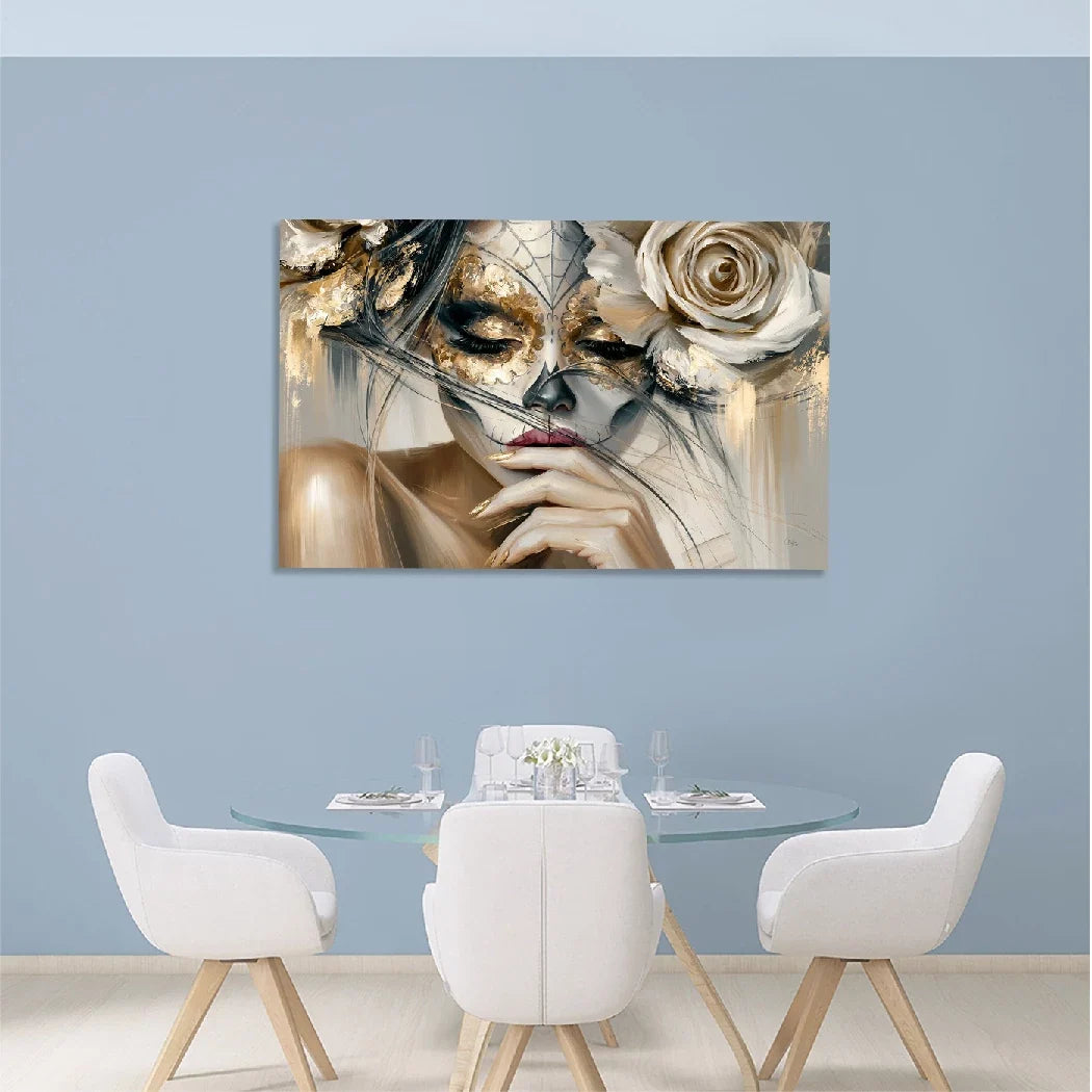 La Catrina Golden Silence Aluminiumbild gebürstet